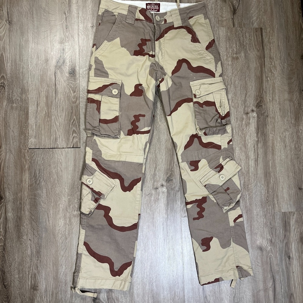 Matchstick Mens Desert Camo Cargo Pants 32x30 Brown‎ Tan 100% Cotton Cookie